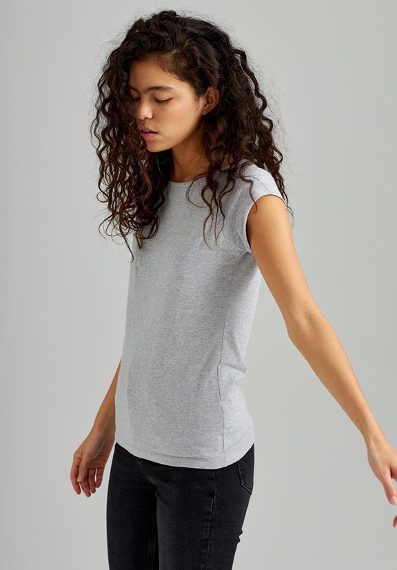 T-Shirt Cap Sleeve Grey Melange 4