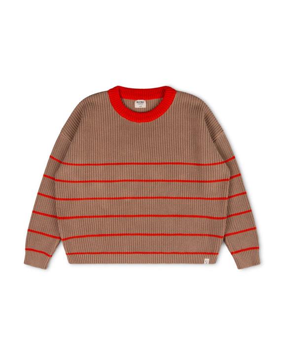 Sweater Everyday Brown & Red Poppy Stripes 2