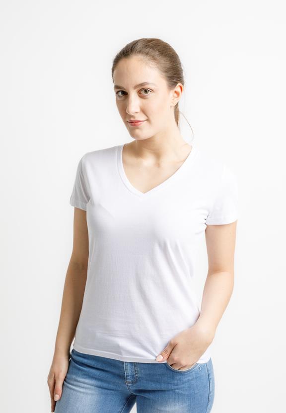 T-Shirt V-Hals Evoker Wit 1