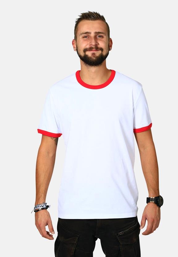 T-Shirt Ringer White & Red 1