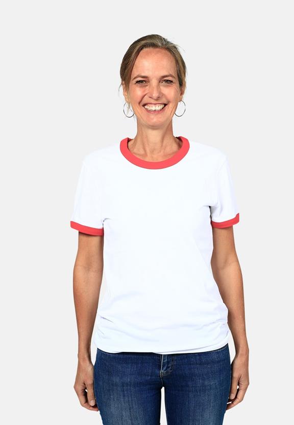 T-Shirt Ringer White & Red 2