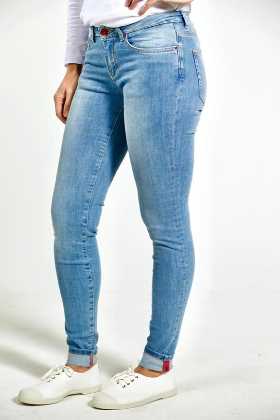 Skinny Jeans Rosa Licht Indigo Blauw 4