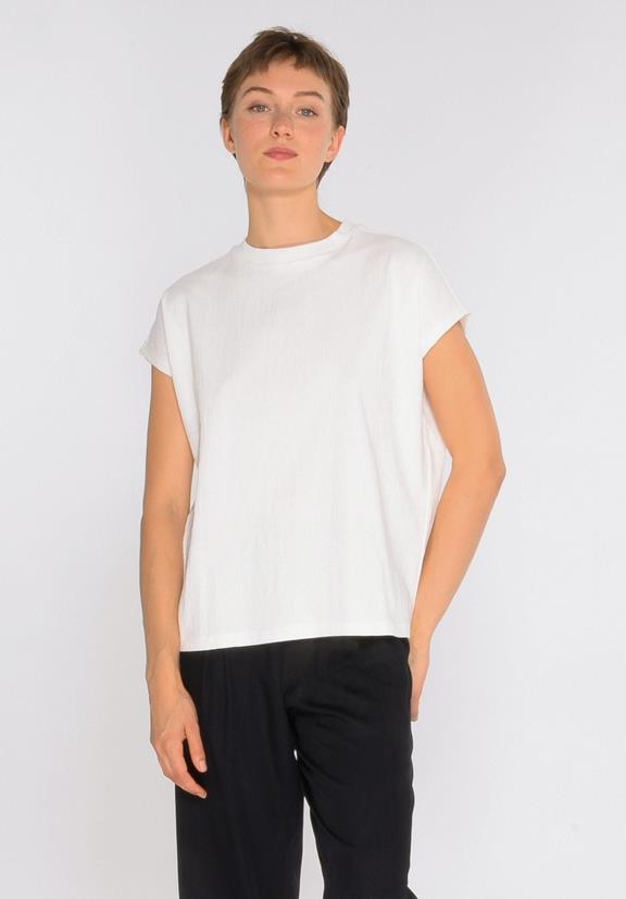 T-Shirt Boxy Structuré Blanc Cassé 1