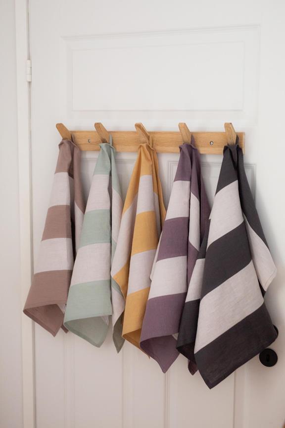 Tea Towel Striped Charcoal Grey 1