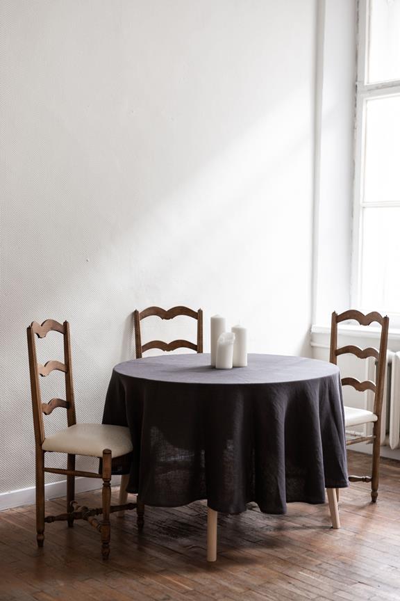 Tablecloth Round Charcoal Grey 1