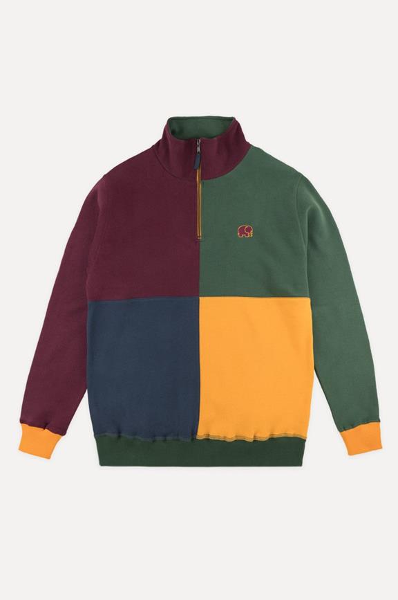 Sweater Half Zip Harlequin Color Block 1