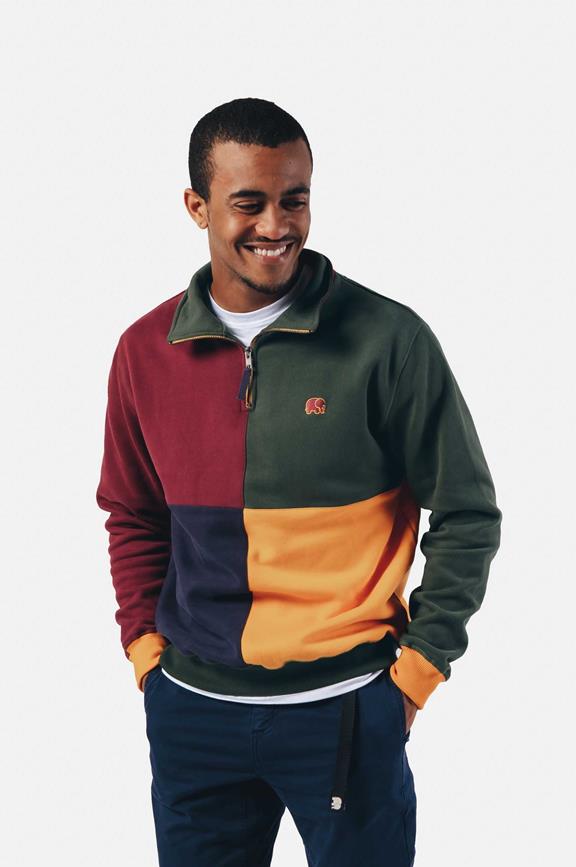 Sweater Half Zip Harlequin Color Block 6