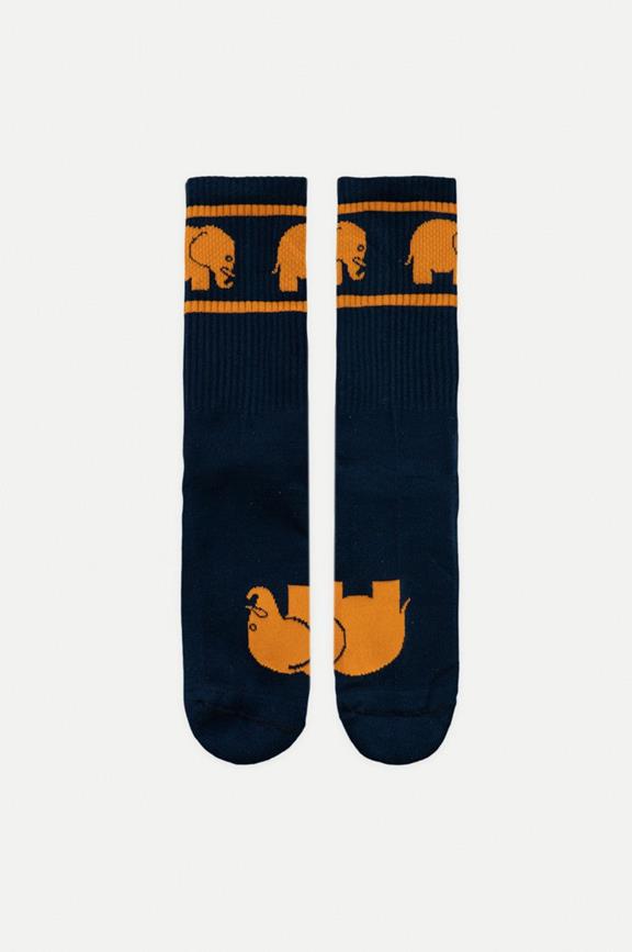 Athletic Socks Navy Blue & Orange 1