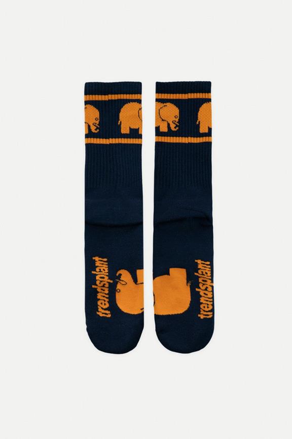 Athletic Socks Navy Blue & Orange 3