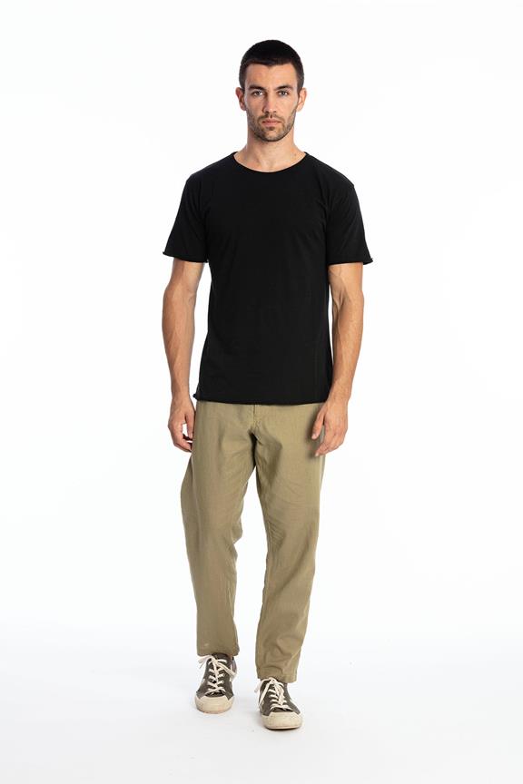 T-Shirt Runder Wilder Ausschnitt Schwarz 1