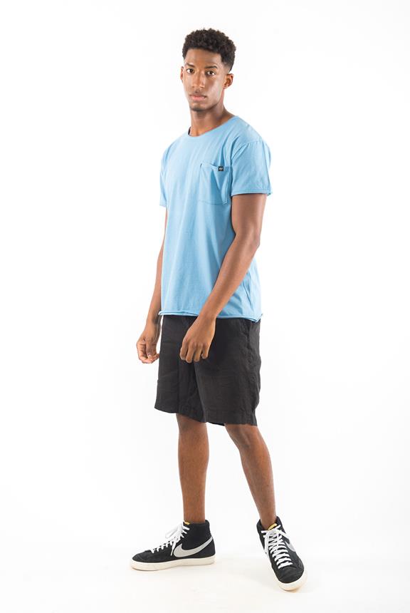 T-Shirt Round Wild Neck Pocket Faded Denim Blue via Shop Like You Give a Damn