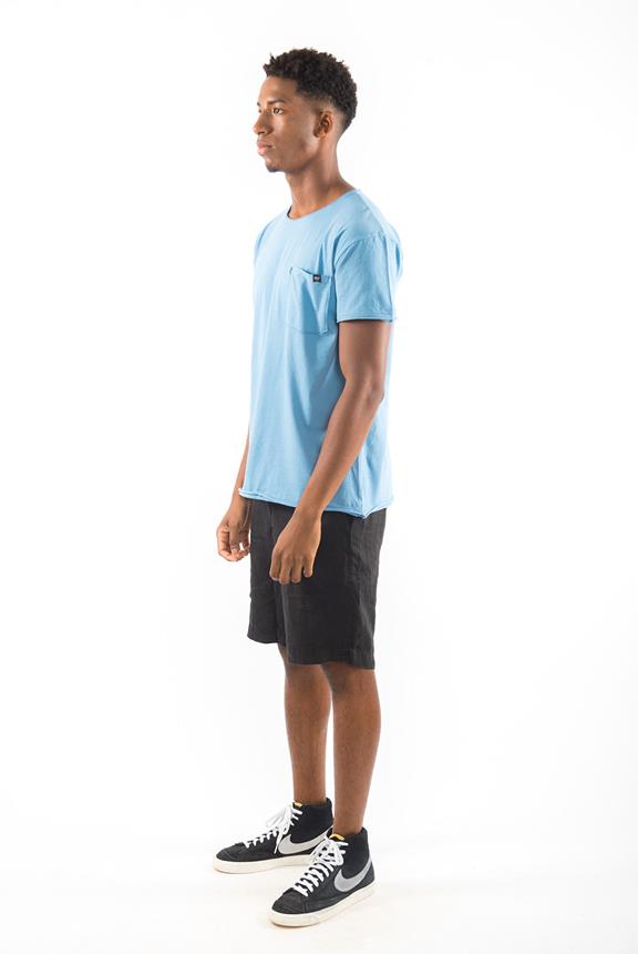 T-Shirt Round Wild Neck Pocket Faded Denim Blue from Shop Like You Give a Damn