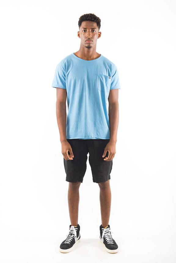T-Shirt Round Wild Neck Pocket Faded Denim Blue from Shop Like You Give a Damn
