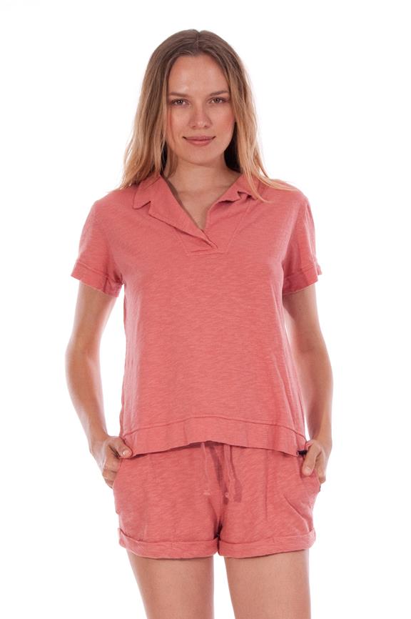 Polo T-Shirt Alexa Clay Red via Shop Like You Give a Damn