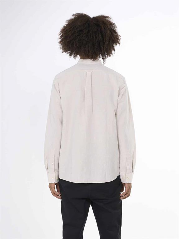 Overhemd Custom Fit Linnen Opstaande Kraag Beige from Shop Like You Give a Damn