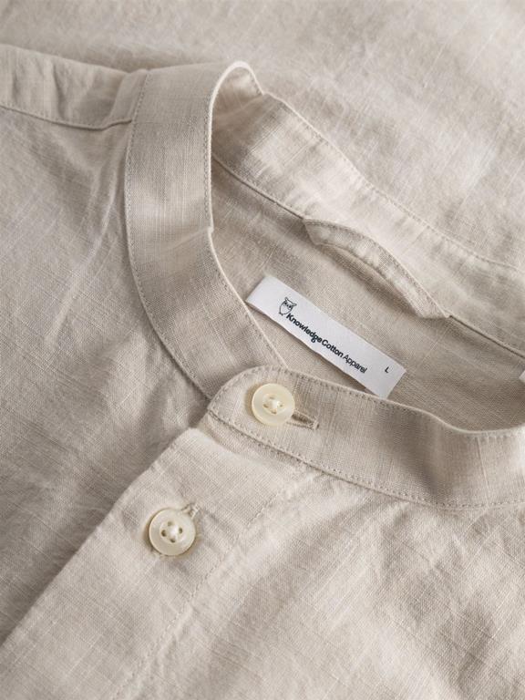 Overhemd Custom Fit Linnen Opstaande Kraag Beige from Shop Like You Give a Damn