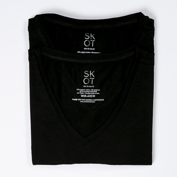 T-Shirt 2 Pack V-Hals Zwart 3