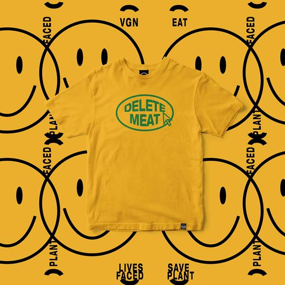 T-Shirt Delete Meat Geel Groen 1