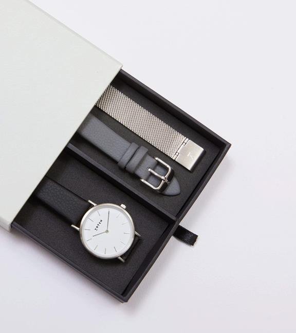Uhr Geschenkset Petite Moment Silber & Schwarz 1