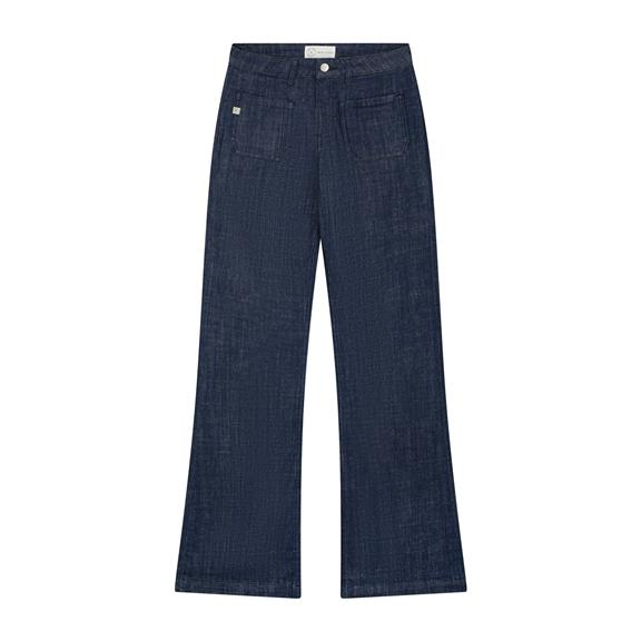 Jeans Flared Chique Glanzend Raw Blauw 6