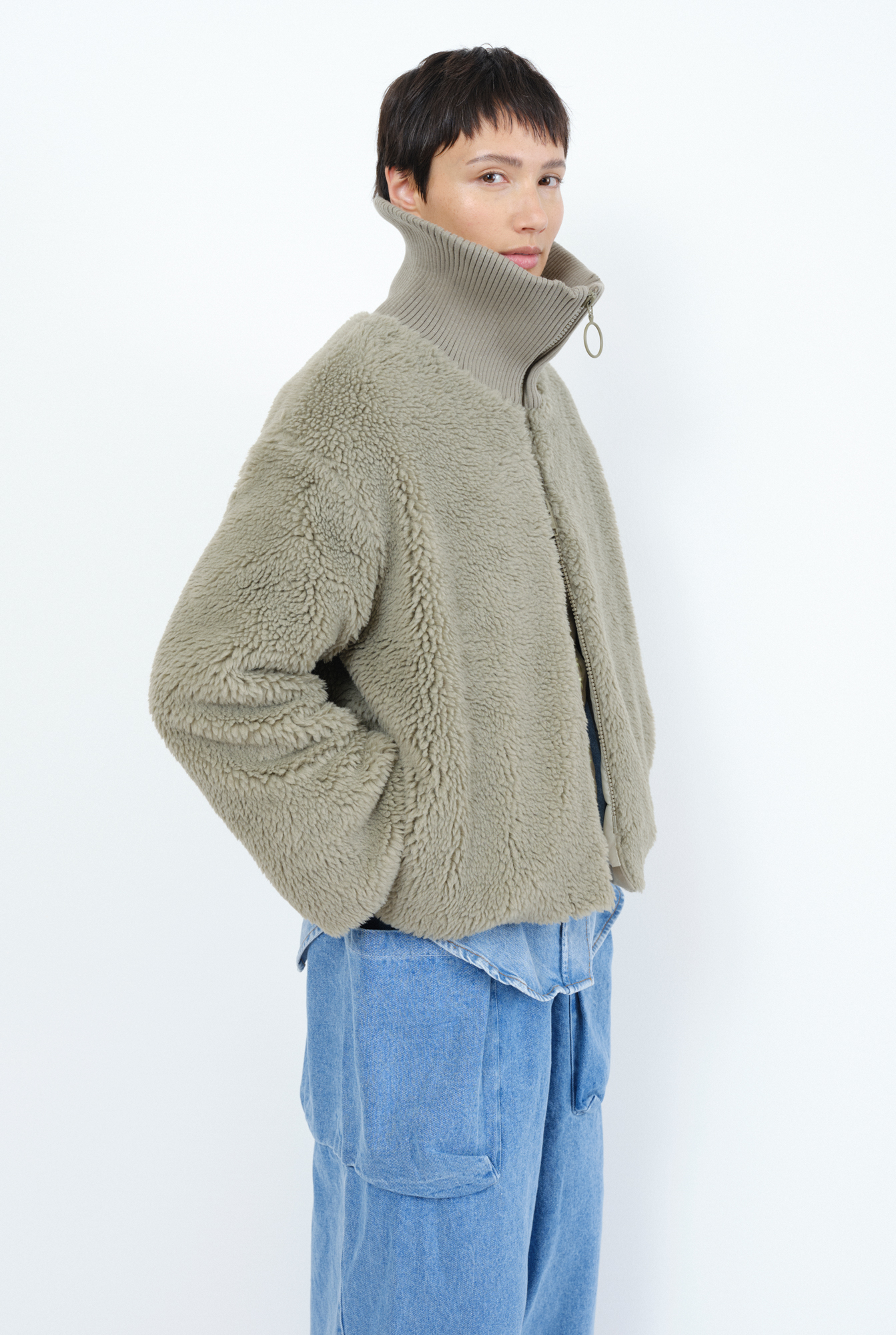 Korsika Teddy Bomber Pale Olive from Shop Like You Give a Damn