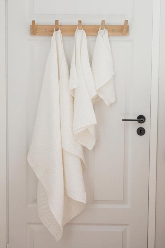Leinen Waffel Handtuch Set Weiß 1