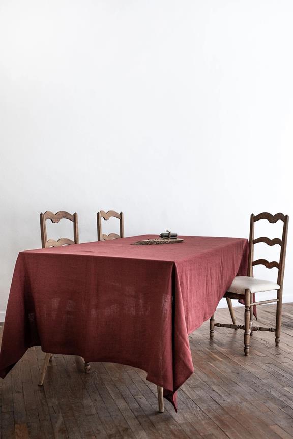 Linen Tablecloth In Terracotta 4