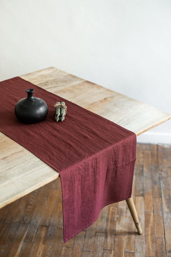 Linen Table Runner In Terracotta 1
