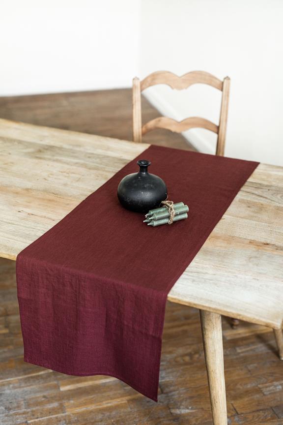 Linen Table Runner In Terracotta 2
