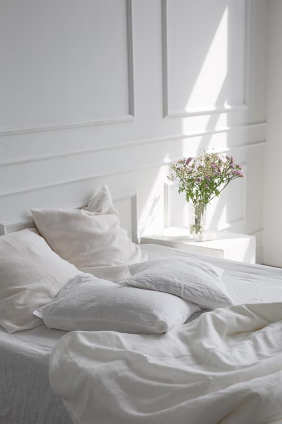 Linen Bedding Set White 2