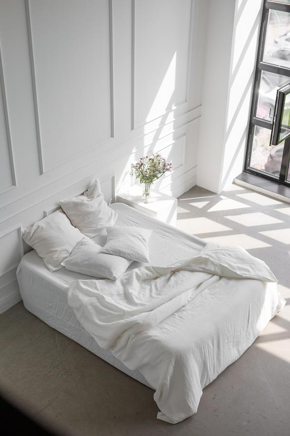 Linen Bedding Set White 8