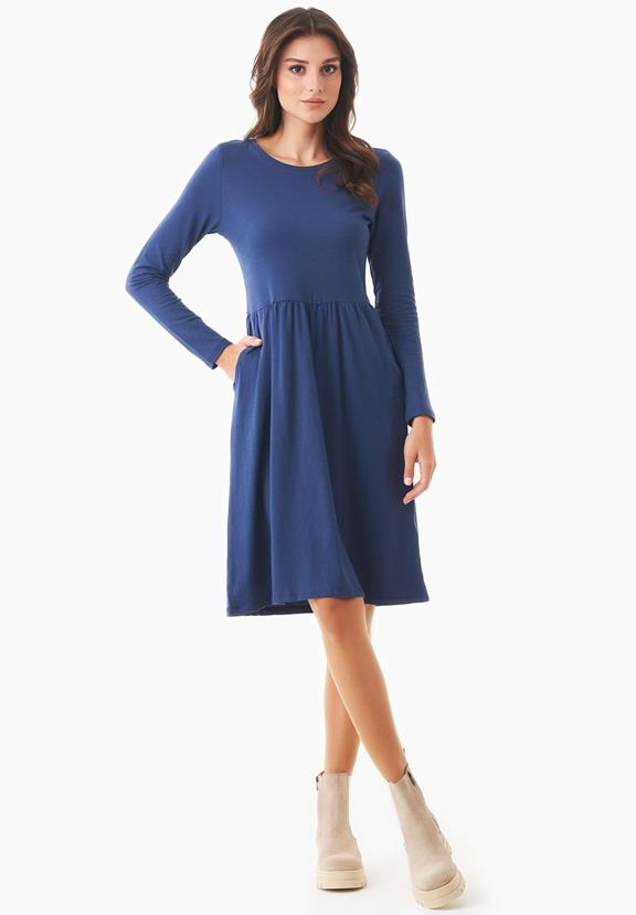 Long Sleeve Jersey Dress Organic Cotton Blue via Shop Like You Give a Damn