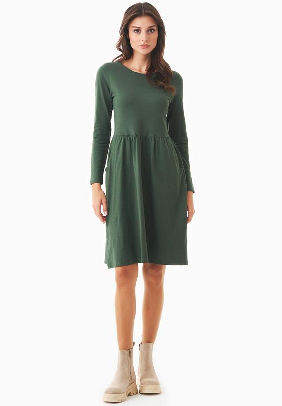 Long Sleeve Jersey Dress Organic Cotton Green via Shop Like You Give a Damn