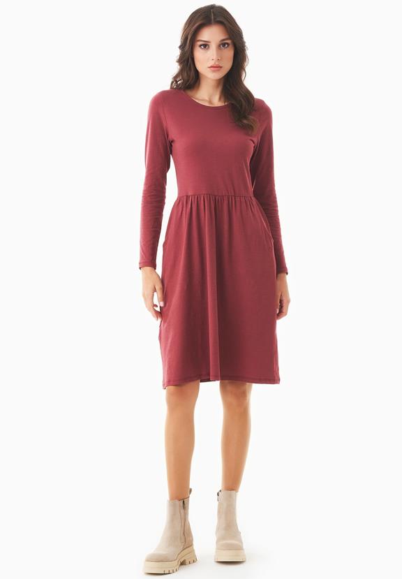 Long Sleeve Jersey Dress Organic Cotton Red via Shop Like You Give a Damn