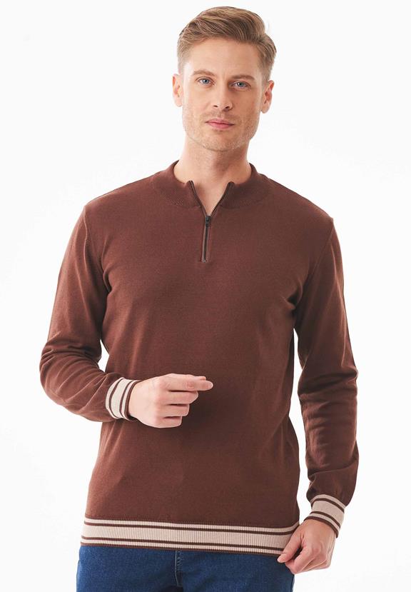 Sweater Troyer Collar Organic Cotton Brown via Shop Like You Give a Damn