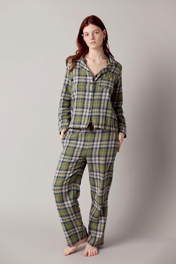 KOMODO Pyjama Set Jim Jam Womens Gots Organic Cotton Pine Green
