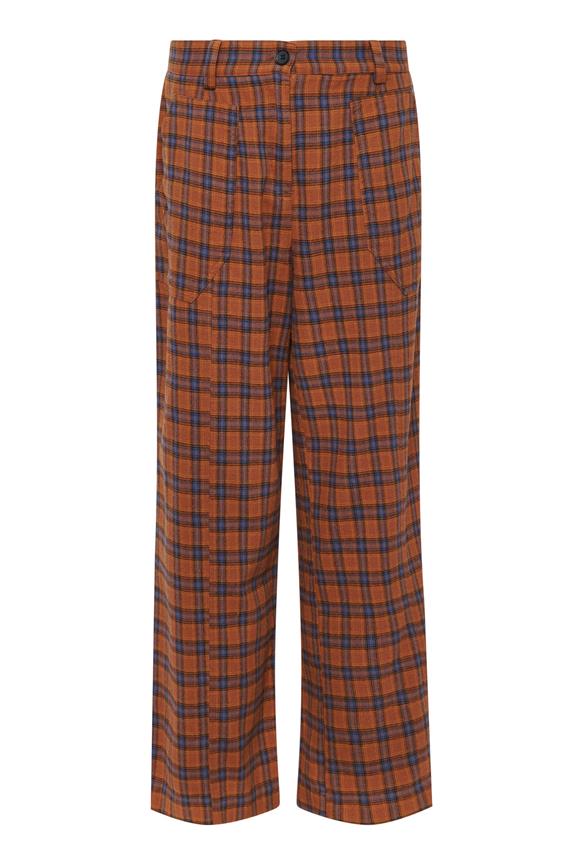 Trouser Autumn Organic Cotton Check Flannel Orange 2