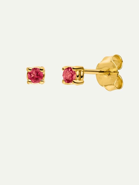 Earrings Birthstone July 14k Real Gold & Ruby 1