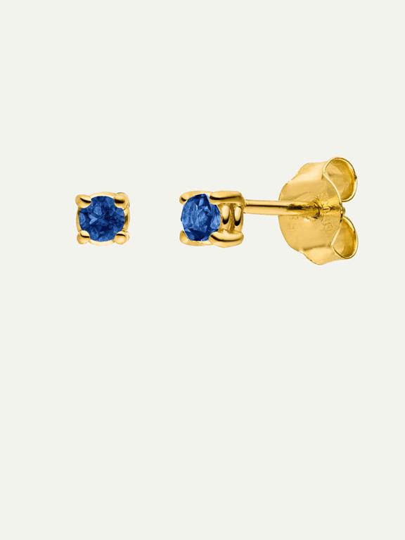 Earrings Birthstone September 14k Real Gold & Sapphire 1