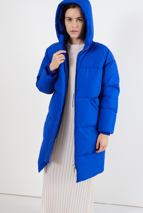 Elphin Puffer Coat Emb Blue via Shop Like You Give a Damn