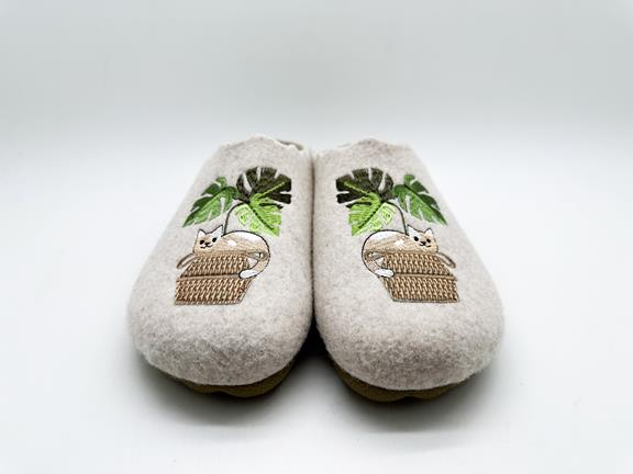 Slippers Maybe Cat Under Palms Beige 6