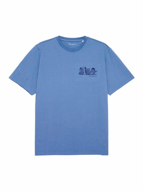 T-Shirt Regular Fit Met Print Voorzijde Blauw 4