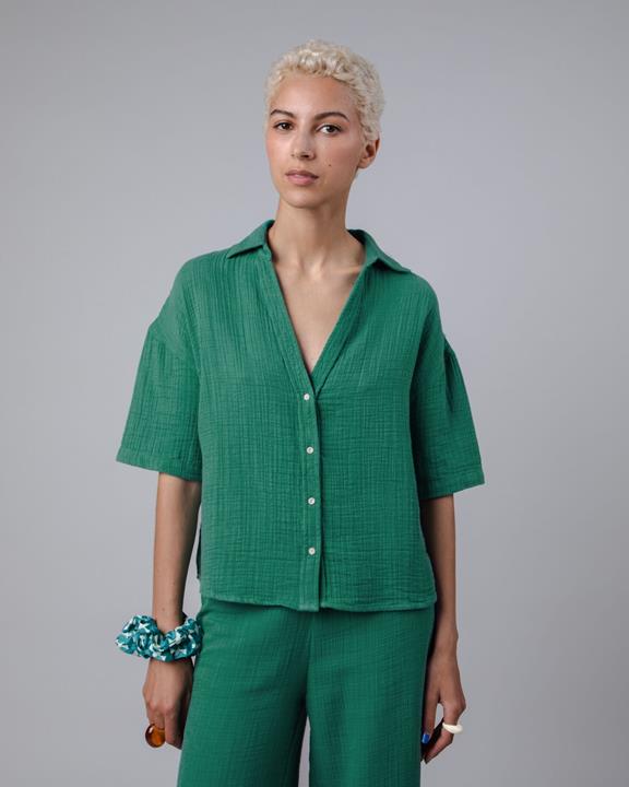 Oversized Cropped Blouse Bubble Jungle Green 2