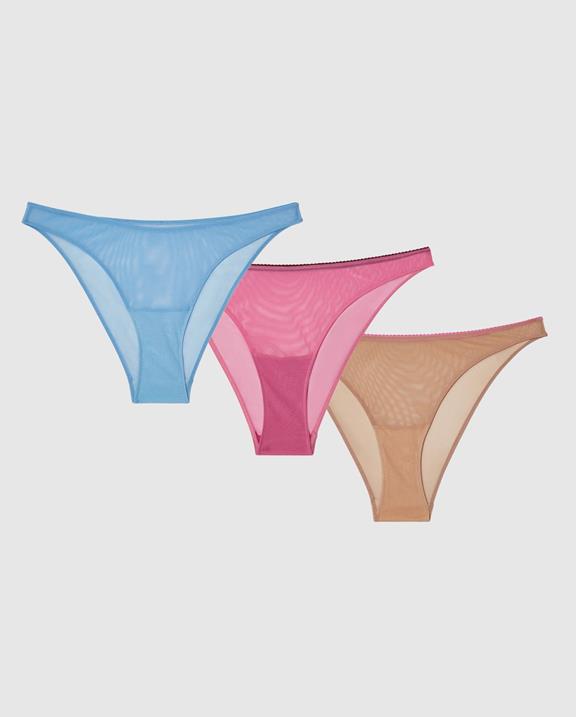 Mesh Bikini Brief Pack Blue, Pink & Sand 1