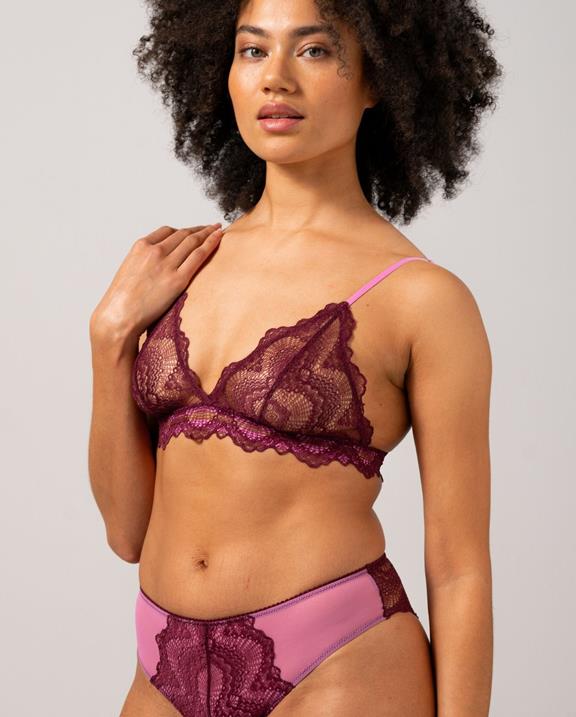 Triangle Bralette Burgundy Red & Candy Pink 1