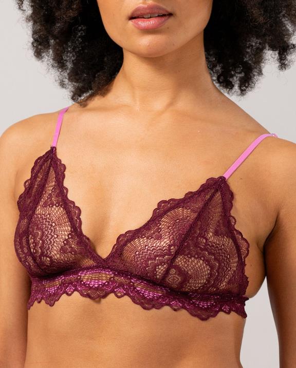 Triangle Bralette Burgundy Red & Candy Pink 4
