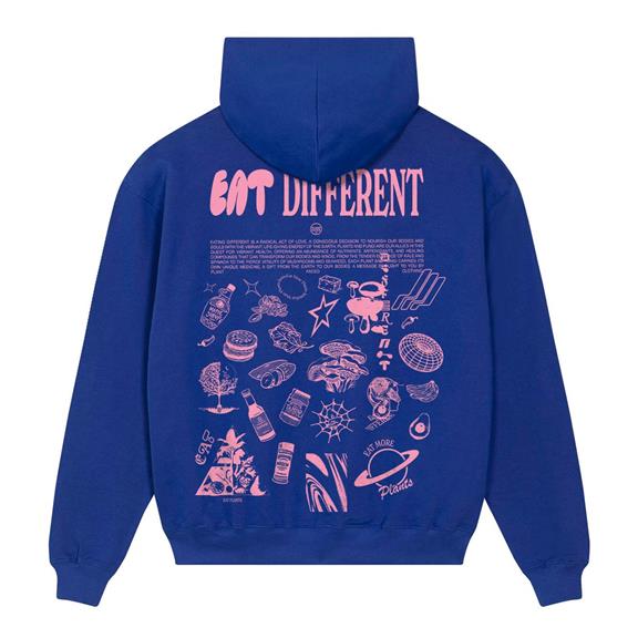 Hoodie Deluxe Eat Different Pink On Cobalt Blue 5