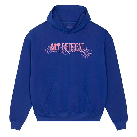 Hoodie Deluxe Eat Different Pink On Cobalt Blue 6