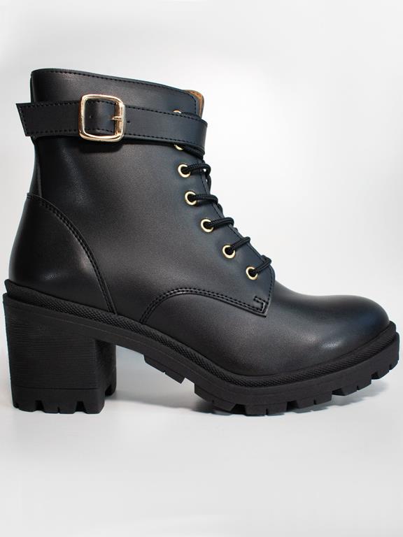 Lace Up Track Sole Booties Schwarz 4