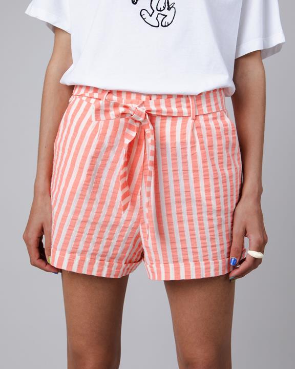 Stripes Belted Shorts Red 1